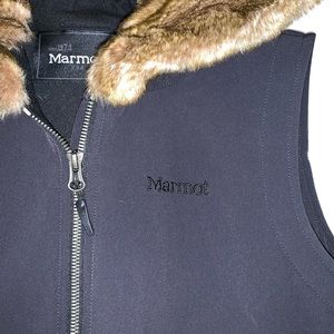 Marmot fur hooded vest